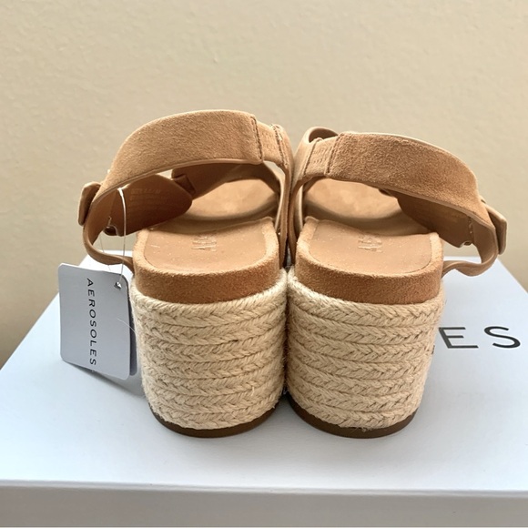AEROSOLES Chatham Espadrille Block Heeled Platform Sandals in Tan Suede - Picture 7 of 12